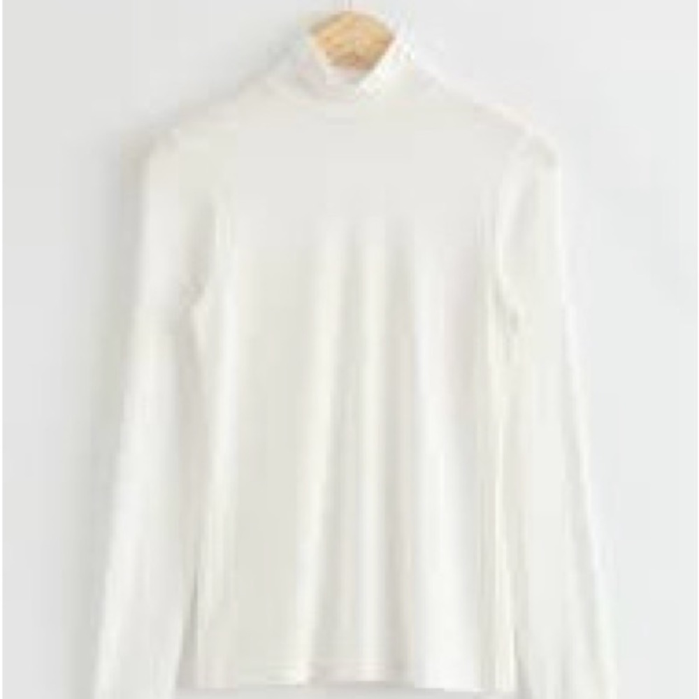 White Turtleneck Long Sleeve Top